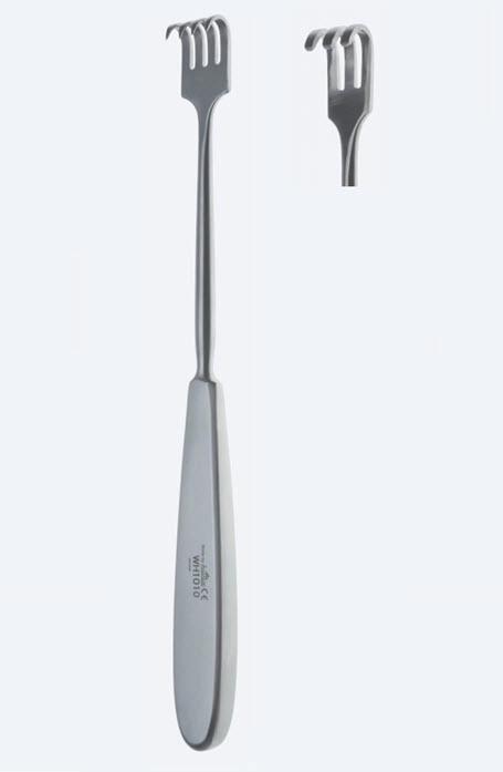 Ретрактори (ранорозширювачі) Volkmann, фіг. 6, тупокінцеві, розмір леза 9 x 13 мм, загальна дожина 225 мм. Бренд - Asanus Medizintechnik Gmb, Німеччина